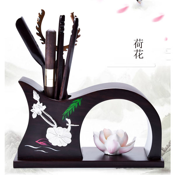 5Cgo 43079144421 麥陶茶壺茶杯泡茶茶具茶道六君子功夫茶具配件嵌錫實木套裝黑檀茶藝組合茶道零配 HJT83100