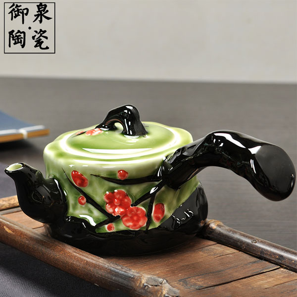 5Cgo 539003410429 養生瓷茶壺茶杯泡茶茶海梅花側把壺茶壺陶瓷手繪手工白泡茶壺功夫茶具單壺家用 HJT96000