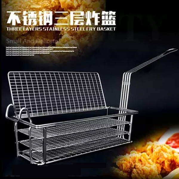 5Cgo 522719550024 不鏽鋼三層腿肉炸籃炸網炸籃分層炸籃漢堡店KFC奶茶店西式快餐店專用-①/③款 XMJ02100