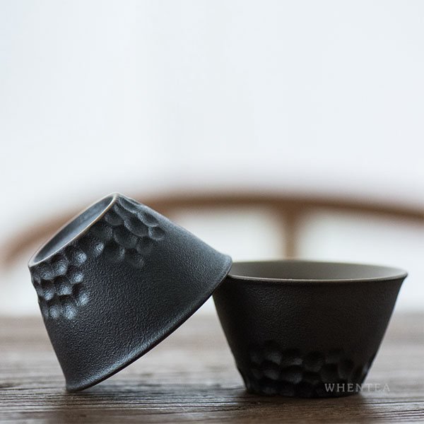5Cgo 537935754464 聞說日式茶壺茶杯泡茶茶具品茗杯錘目紋創意粗陶茶杯和風簡約主人杯陶瓷個人杯六個一組  HJT20100