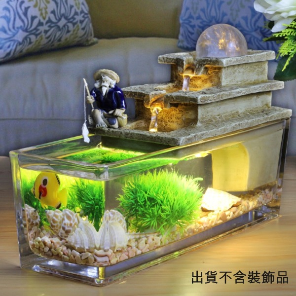 5Cgo 553716646913 流水擺件壓克力魚缸客廳辦公室創意歐式家居裝飾品開業禮品招財水景噴泉水晶球轉運珠 AGL88100