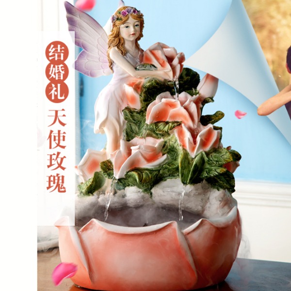 5Cgo 532481175183 閨蜜結婚新婚禮物實用天使花仙女玫瑰花仙子裝飾品歐式流水噴泉水景創意 AGL55200