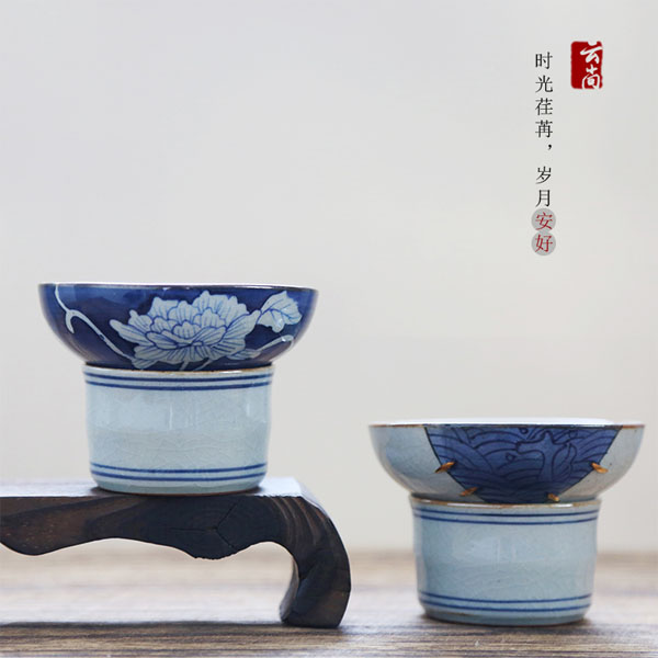 5Cgo 557626608308 手繪仿古青花茶壺茶杯茶玩茶海茶漏茶濾功夫茶具配件創意過濾器濾網陶瓷開片 HJT53000