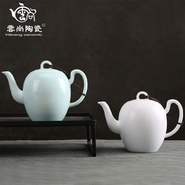 5Cgo 554638947247 雲尚景德鎮脂白影青美人肩茶壺茶杯泡茶茶玩日式茶道泡茶器功夫茶具辦公茶具 HJT84000