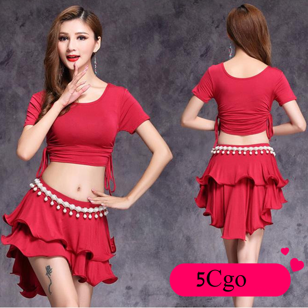 5Cgo 548320096256 肚皮舞套裝 秋冬新款練功服舞蹈練習服演出服 莫代爾短裙套裝  GSX29000