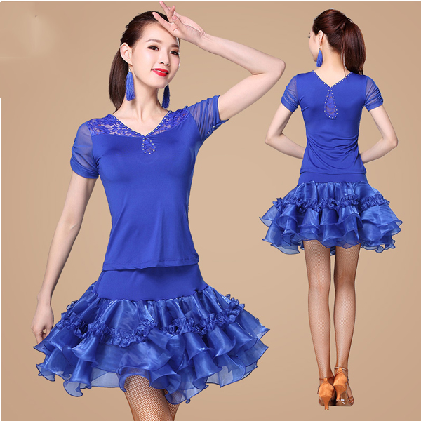 5Cgo 550914214014  廣場舞服裝新款套裝秋季短袖裙跳舞演出服拉丁舞服女成人  GSX84100