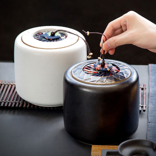 5Cgo 556187085495 黑白窗花茶葉罐茶壺茶杯泡茶茶海陶瓷儲茶罐功夫茶具配件創意複古密封罐大號存茶罐 HJT89000