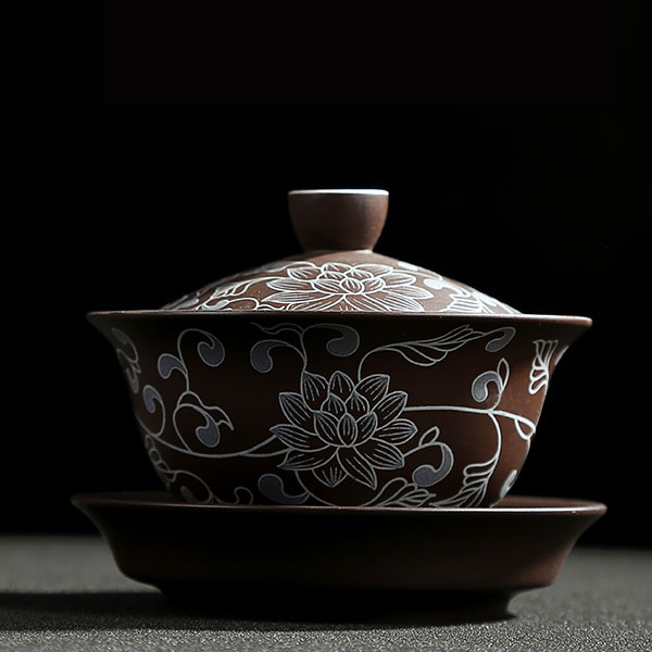 5Cgo 554277476751 康樂品宜興原礦茶壺茶杯泡茶茶海紫砂紫泥蓋碗鎏銀邊功夫茶具三才敬茶杯泡茶壺茶器 HJT85000