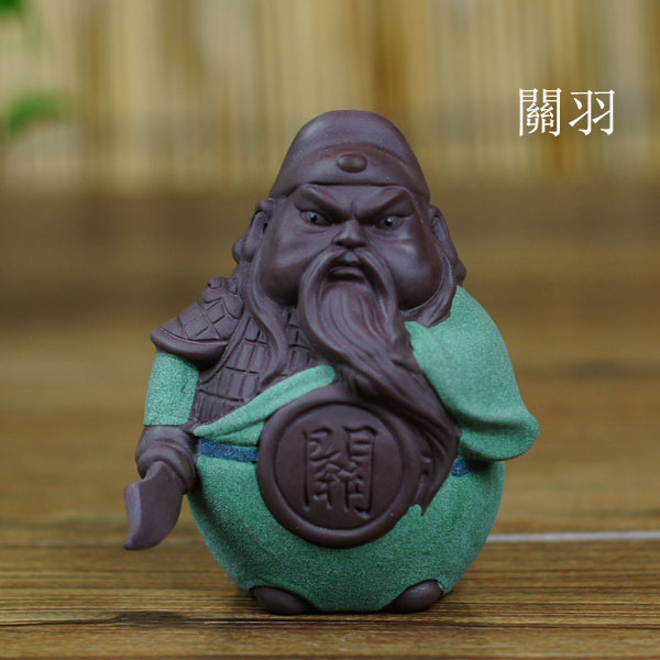 5Cgo 40676827723 紫砂茶寵彩砂陶茶壺茶杯泡茶三國五虎上將茶玩張飛關公擺件茶道配件三國人物單個 HJT93000