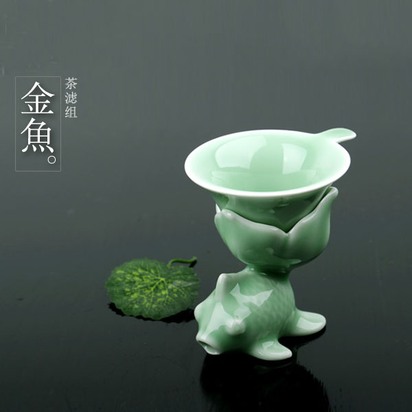 5Cgo 529568422090 龍泉青瓷茶濾網創意茶葉過濾金魚茶托組茶壺茶杯茶海茶玩茶道茶漏功夫茶器配件 HJT83000