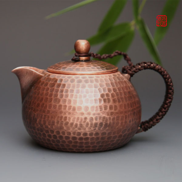 5Cgo 559705814782 手工加厚紫銅茶壺純銅壺茶壺茶杯泡茶茶海茶具燒水壺煮水壺功夫錘印茶壺複古小號泡茶壺  HJT93200
