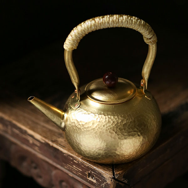 5Cgo 54899432967  純銅手工錘紋側把銅壺紫銅壺茶壺茶杯泡茶煮水壺煮茶壺炭爐電陶爐工夫茶具茶海 HJT06500