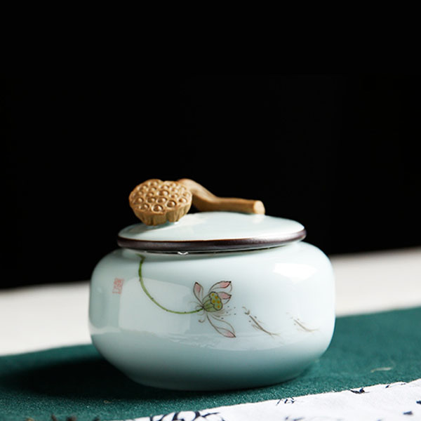 5Cgo 532941342319 三勤堂茶葉罐陶瓷茶壺茶杯泡茶茶海茶具密封罐景德鎮手工粉彩存儲罐茶具茶倉小號家用 HJT86000