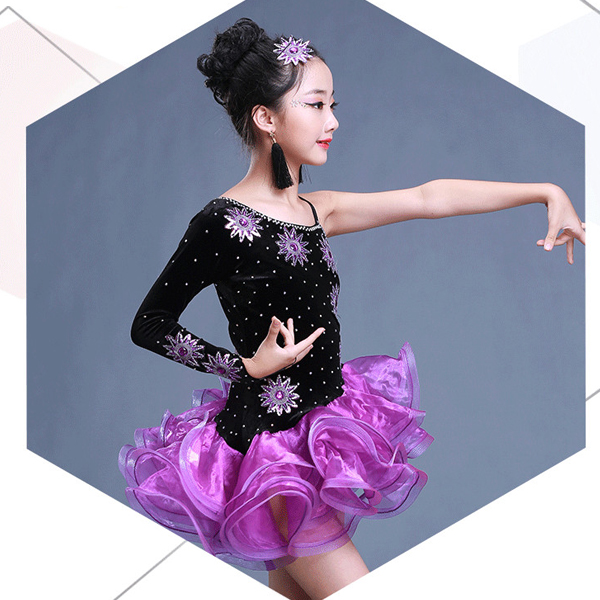 5Cgo 559230606379  秋冬季新款兒童拉丁舞裙女演出服比賽服亮片刺繡蓬蓬裙女童拉丁服 GSX61100