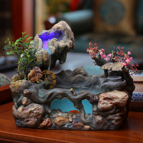 5Cgo 543175455228 假山流水噴泉魚缸客廳桌面開業喬遷水晶球室內加濕桌面電視櫃擺件招財微景觀魚缸小型辦公室裝飾品 CHX82300