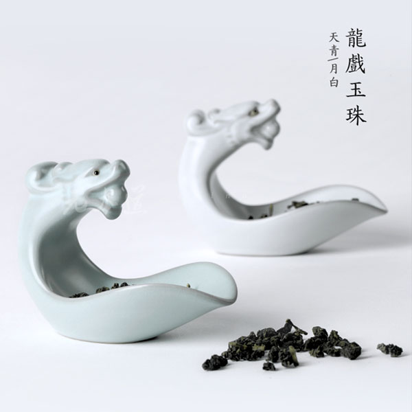 5Cgo 548384204437 元本道汝窯茶壺茶杯泡茶茶則茶勺茶荷汝瓷青瓷賞茶功夫茶具配件開片龍茶寵  HJT51100