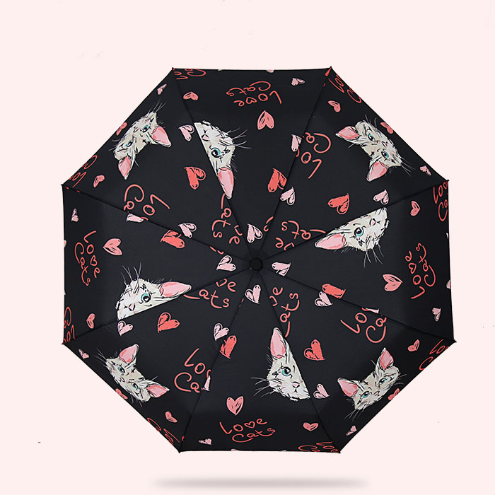 5Cgo 558599775963 Cmon貓咪全自動雨傘男女晴雨兩用折疊防風自動傘小清新大號個性創意晴雨傘 HJT05000