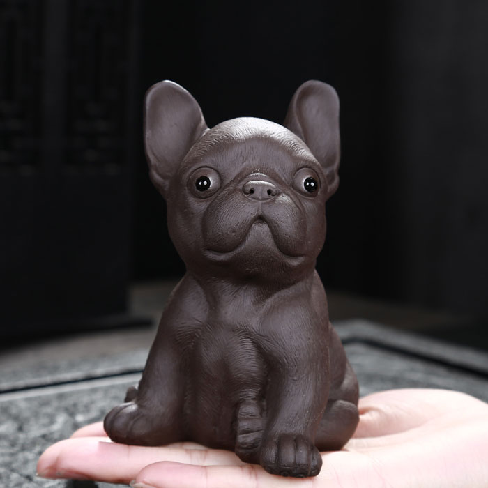 5Cgo 562540645285 精品紫砂茶寵鬥牛犬旺財茶具配件創意大小號擺件茶道茶盤手工茶玩可加購功夫茶具 QYM24000