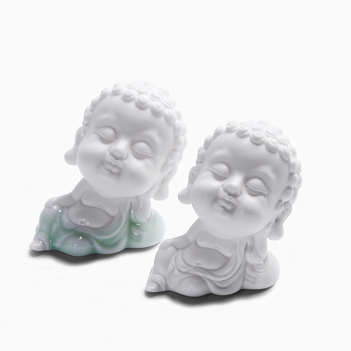 5Cgo 565768864756 茶器生活般若禪意擺件精品白瓷茶寵可愛車載工藝品陶瓷飾品佛像 GD87000