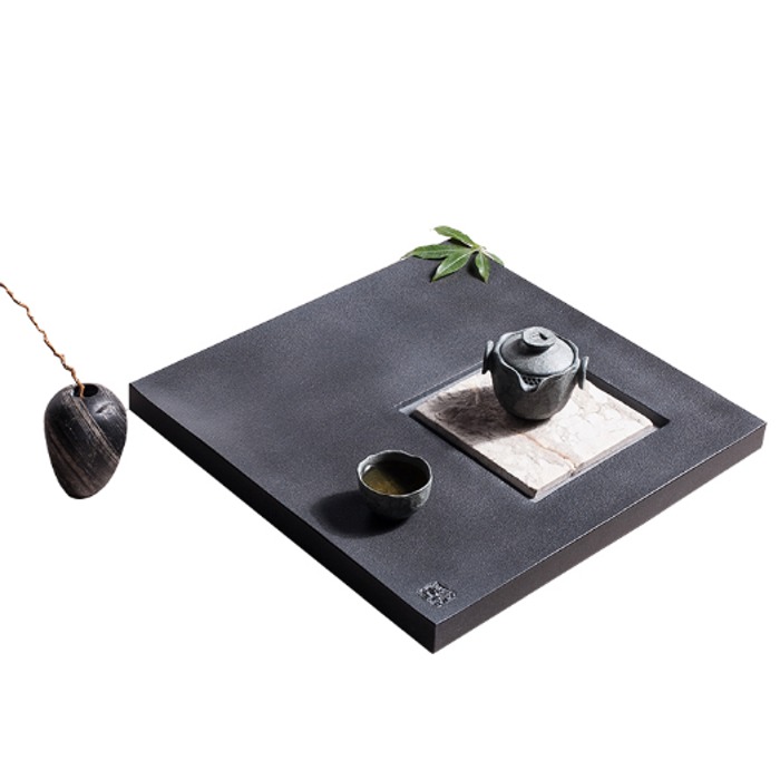 5Cgo 43846052173 寬德納天然烏金石茶盤石頭茶海功夫茶具排茶臺茶船與天然石材壺承-名方 40*40cm AGL99800