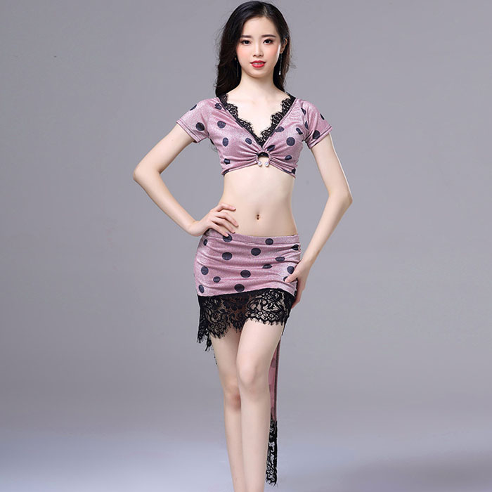 5Cgo 569036461502 菲梵舞後肚皮舞練功服2018夏季新款短袖裙子套裝性感初學者練習服裝裙子練功裙 HJT83100