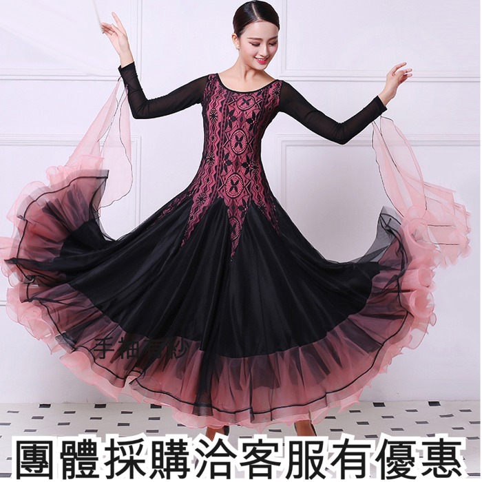 5Cgo 560489104300 訂做-國標舞衣摩登舞衣休閒交誼舞練習連衣裙華爾茲舞蹈服裝演出大擺裙主持人禮服粉色玫紅 AGL86500