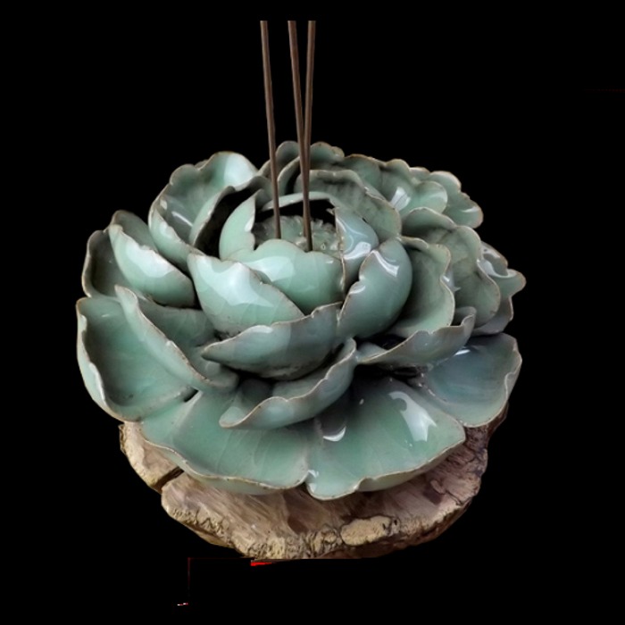 5Cgo 45776542412 促銷款絕塵陶瓷景德鎮香爐香插陶瓷荷葉荷蓮花香座香盤香托牡丹芍藥花朵茶席裝飾品 AGL03000