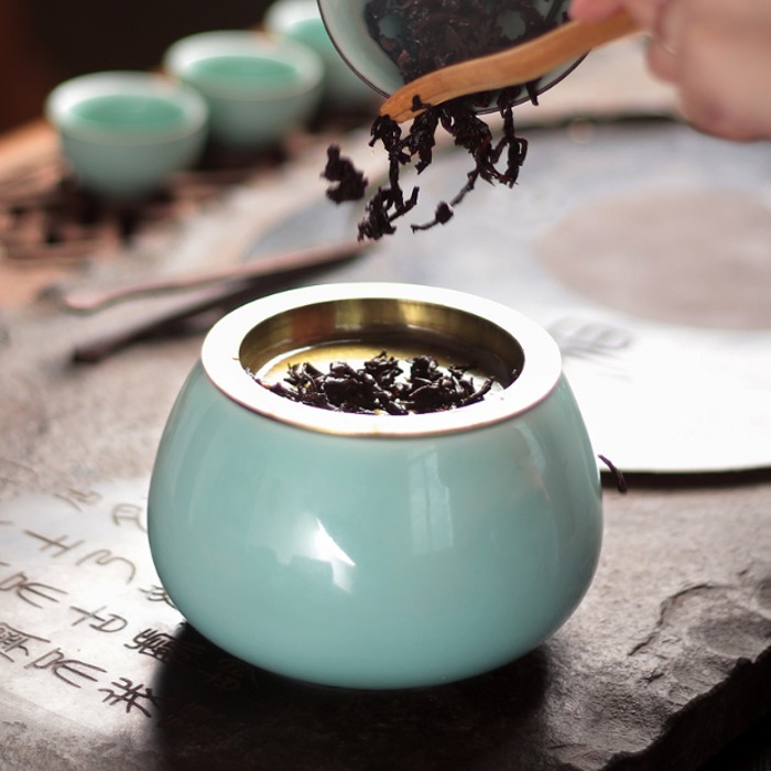 5Cgo 556379526744 缽型復古茶洗陶瓷建水青瓷茶渣缸水洗功夫茶具乾泡渣斗合金濾蓋分離茶渣廢水茶葉 AGL85000