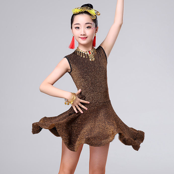 5Cgo 570923972076 兒童拉丁舞裙演出服連衣裙女童拉丁舞摩登恰恰舞比賽服女孩練功服表演服夏季 HJT21100