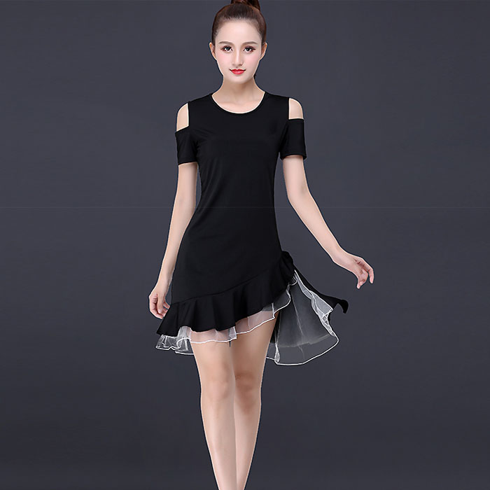 5Cgo 570979957341 跳舞蹈練功服套裝連衣裙服裝女成人舞裙新款拉丁舞恰恰摩登表演練習服連衣裙 HJT87100