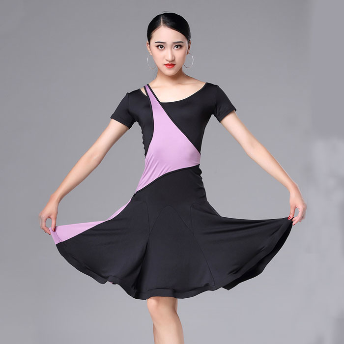 5Cgo 571853963796 夏季2018新款成人女拉丁舞蹈服裝連衣裙表演出服練功習冰絲拉丁舞恰恰舞練習服 HJT83100