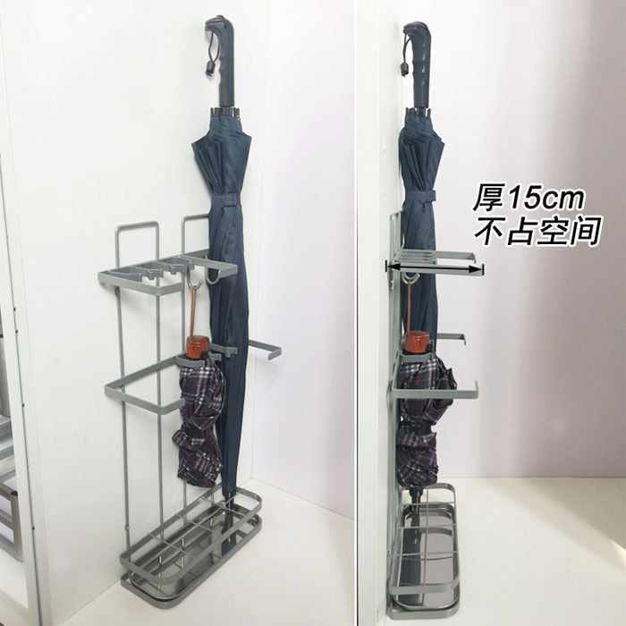 5Cgo 567079284928 入柜雨傘架掛墻式傘架 創意雨傘收納架 家用壁掛式瀝水架接水盤帶掛鉤多用途 XMJ58000