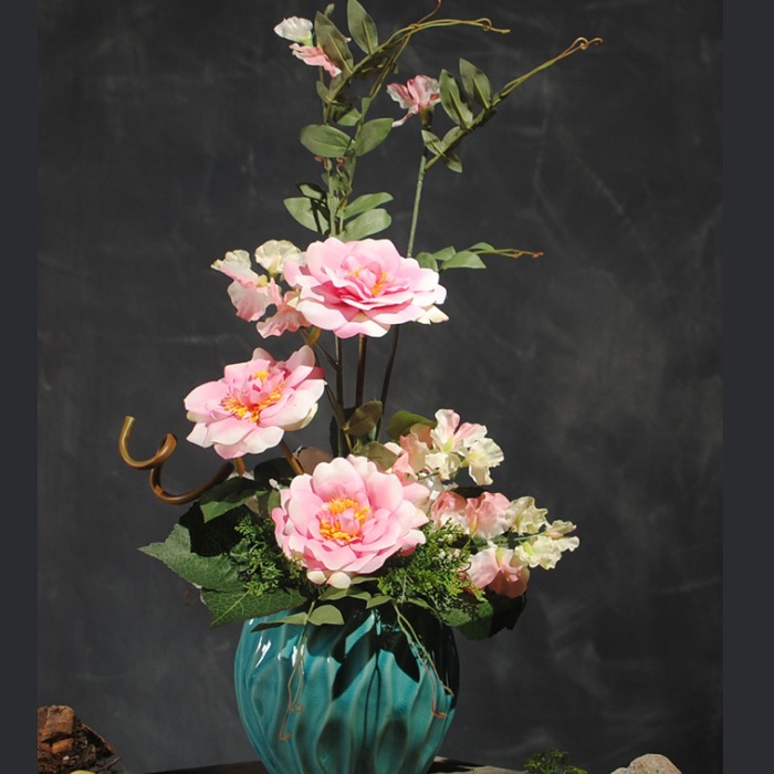 5Cgo 538069584073 聖潔芙蓉花溫馨豌豆花仿真花花藝客廳玄關沙發假花乾花擺設花餐桌插花乾燥花含陶瓷花瓶 AGL02100