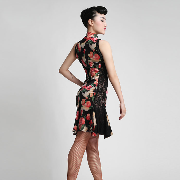 5Cgo 567680997622 夏季2018新款舞服高端品質時尚複古範絲絨拉丁舞裙恰恰舞練習藝考女舞衣舞裙  HJT83100