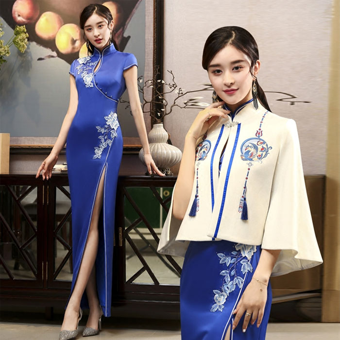 5Cgo 563191631420 新款春夏季宴會舞會晚禮服走秀中長款旗袍裙名媛改良旗袍夏季新款女端莊大氣中國風 HJT49300