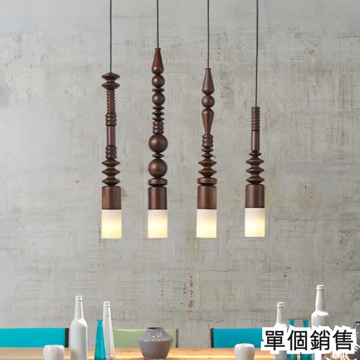 5Cgo 520807567060 日式東南亞實木藝串珠裝飾吊燈玻璃燈罩咖啡廳酒吧台餐廳吊燈設計師愛用款 AGL03200