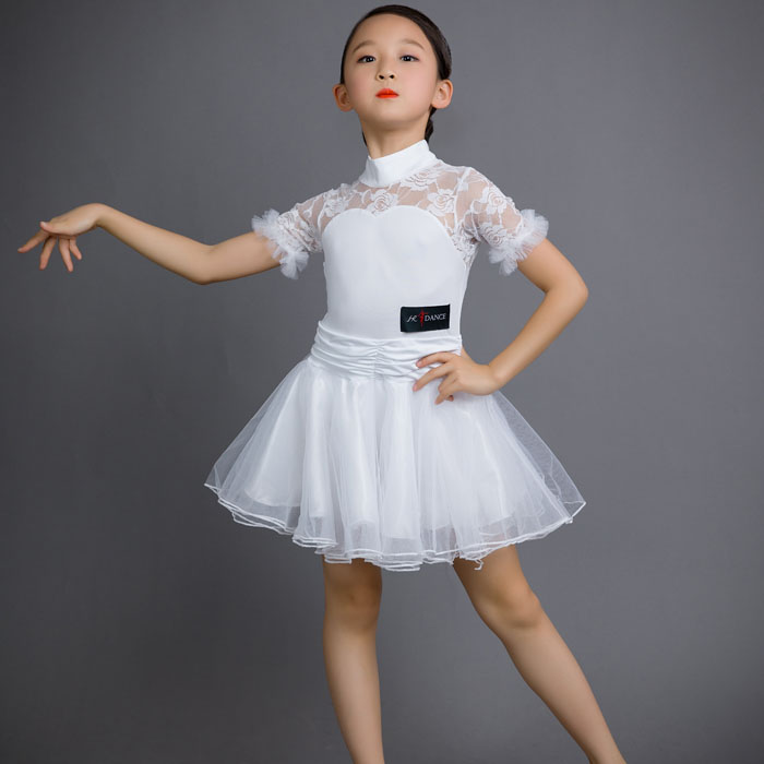 5Cgo 568829125185 新款夏季新款少兒標准規定服兒童拉丁舞練功服公主裙舞蹈演出服練習服比賽服裝 HJT85100