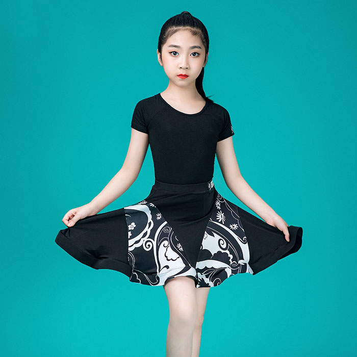 5Cgo 569333165478 新款夏季皇朝拉丁舞服裝女兒童藝考女孩夏裝中大童比賽服拉丁舞練習服新款表演套裝 HJT36200