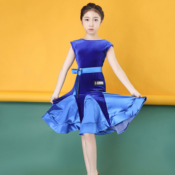 5Cgo 563318752353 新款夏季皇朝拉丁春夏新款絲絨拉丁舞裙女童舞衣連衣裙少兒拉丁舞9048演出服 HJT51200