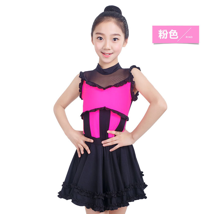 5Cgo 567601694931 新款夏季兒童女孩拉丁舞裙女童練功服演出服裝夏少兒舞蹈服新款拉丁舞表演服服裝 HJT88000