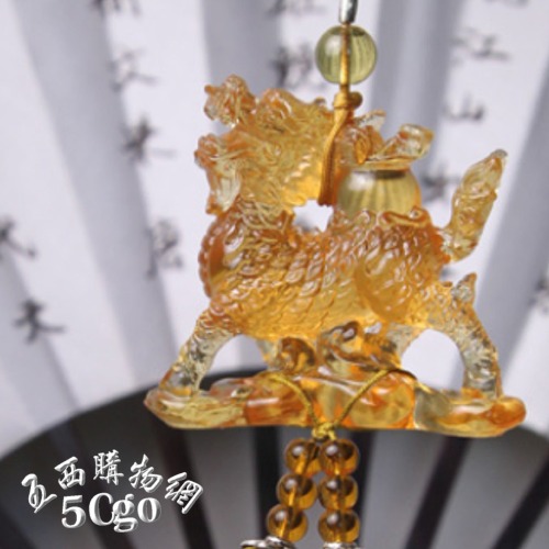 5Cgo 520075995054 D007 琉璃平安招財麒麟吊飾後視鏡保平安符車上掛飾裝飾擺件高級禮品精美中國結 AGL00100