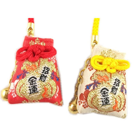 5Cgo JP02 金運招財 手機掛飾 +小鈴噹 百寶袋/幸運符/香火袋/御守護身符/如意袋/祈福 「100個」 AGL0540