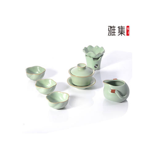 5Cgo 18013204395 雅集正品 汝窯茶具 仿宋汝窯開片 功夫茶具蓋碗 汝窯套裝 SHM58100