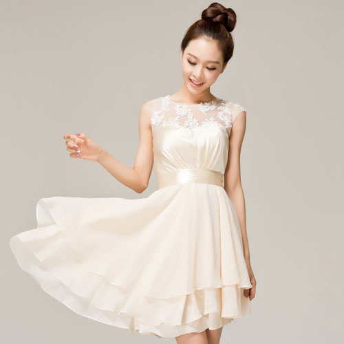 5Cgo  20999068722 伴娘短款小禮服裙 新娘結婚婚紗晚禮服 時尚蕾絲敬酒服伴 洋裝 MIK82100