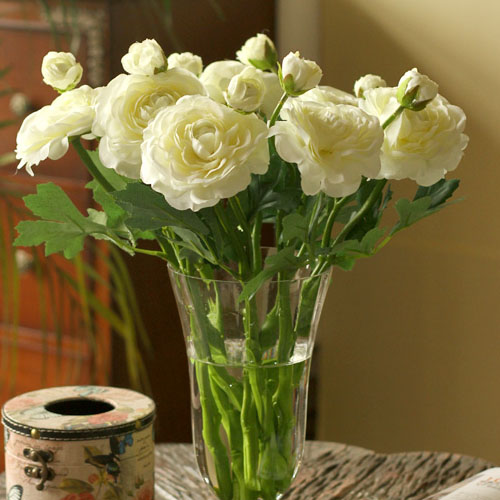 5Cgo 20520552449 高檔仿真花假花絹花家居裝飾花花藝套裝 茶玫茶花 曼陀邏 5支 MIK90000