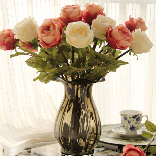 5Cgo 14609816936 光影仿真花/絹花/假花/歐式裝飾花藝/餐桌花*貴妃玫瑰 MIK92000