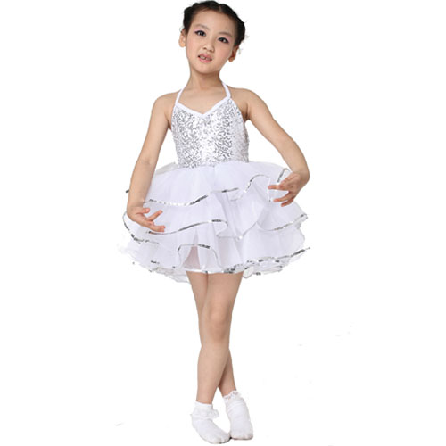 5Cgo 25181572648 兒童銀色亮片紗紗舞裙 兒童拉丁舞服裝 兒童表演服 芭蕾 MIK05100