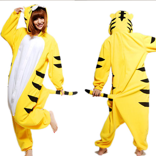 5Cgo 16672855516 珊瑚絨卡通動物連體睡衣 情侶家居演出服裝 舞臺劇服飾 cospay 黃老虎 MIK87000