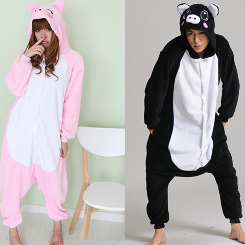 5Cgo 16672855516 珊瑚絨卡通動物連體睡衣 情侶家居演出服裝 舞臺劇服飾 cospay 小豬 MIK87000