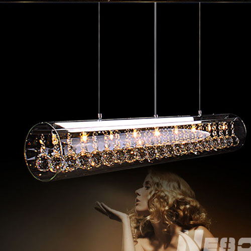 5Cgo 21029363314 LED 水晶燈吧台餐桌燈餐廳燈具客廳水晶吊燈意大利設計師酒吧櫃台吊燈長條圓管 60CM SHM06500